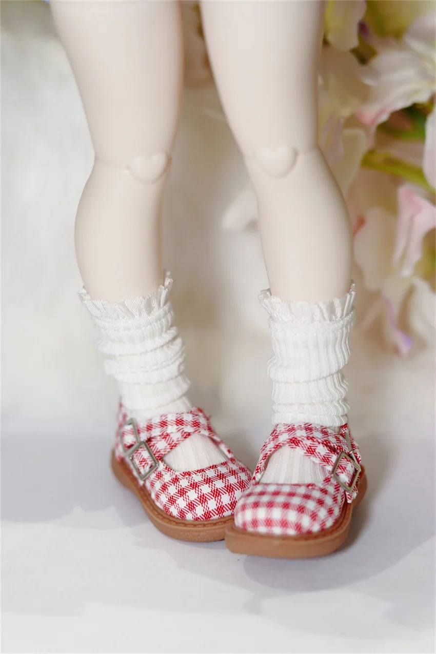 BJD Shoes 1/6, XIONGMEI, 1/4 Checkered Soft Soles Shoes BJD Accessories