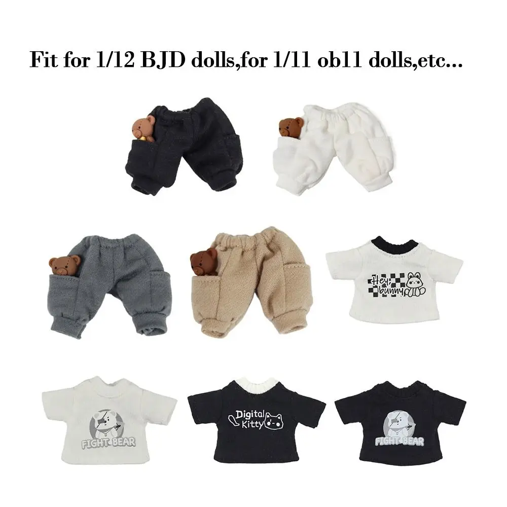 Obitsu11 Clothes Fashion Printing Tops Sweatshirt Work Style Trousers Casual Pants For OB11 Doll Clothes Accessories Kids Toys