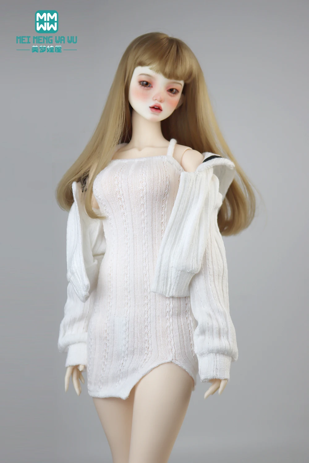 Doll Clothes Fashion Halter Slit Knit Skirt Sweater Coat Fit 43-60cm 1/4 /3 BJD DD SD13 Doll Accessories Girl Gift