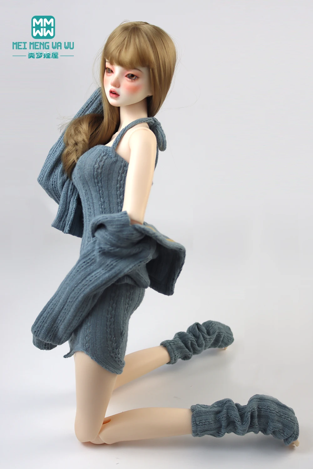 Doll Clothes Fashion Halter Slit Knit Skirt Sweater Coat Fit 43-60cm 1/4 /3 BJD DD SD13 Doll Accessories Girl Gift