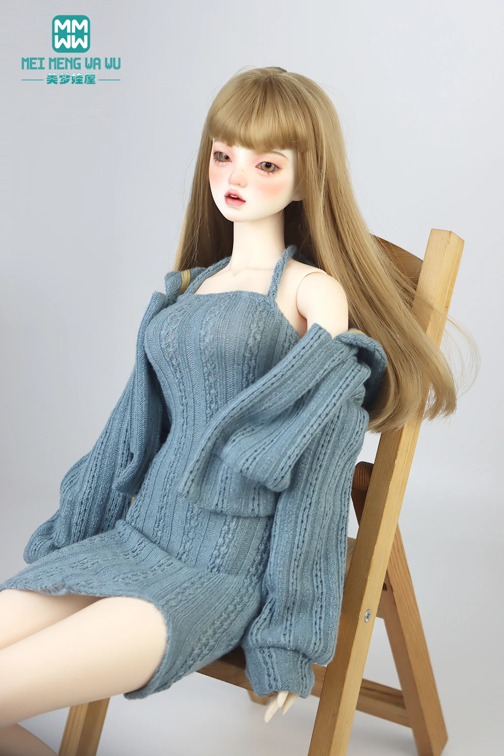Doll Clothes Fashion Halter Slit Knit Skirt Sweater Coat Fit 43-60cm 1/4 /3 BJD DD SD13 Doll Accessories Girl Gift