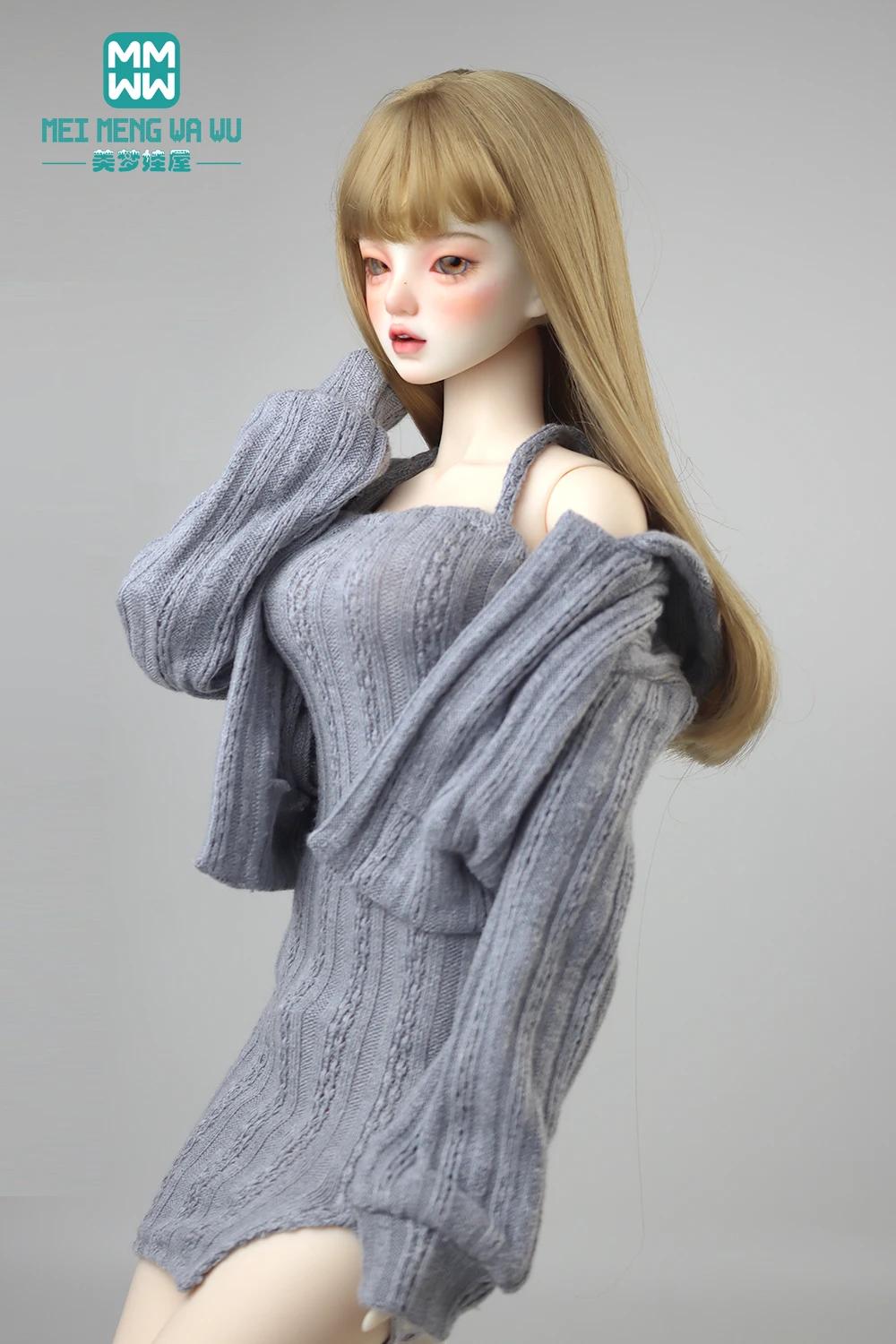 Doll Clothes Fashion Halter Slit Knit Skirt Sweater Coat Fit 43-60cm 1/4 /3 BJD DD SD13 Doll Accessories Girl Gift