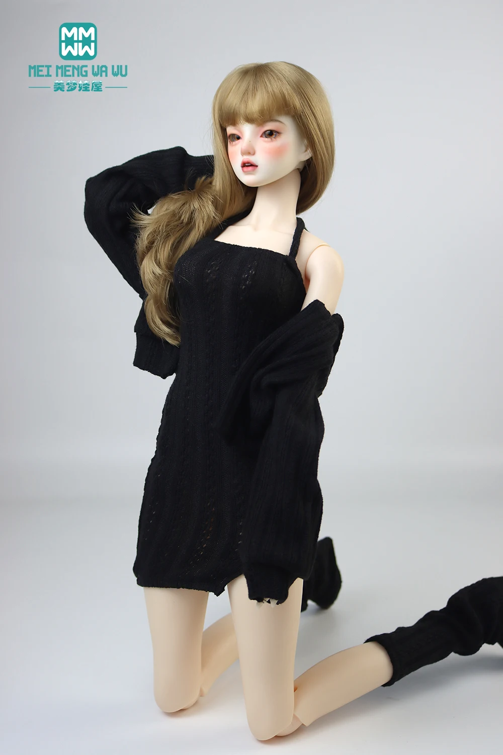 Doll Clothes Fashion Halter Slit Knit Skirt Sweater Coat Fit 43-60cm 1/4 /3 BJD DD SD13 Doll Accessories Girl Gift