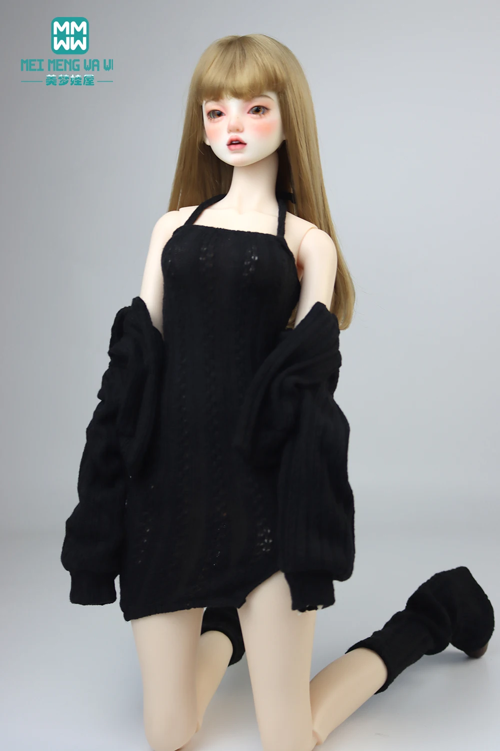 Doll Clothes Fashion Halter Slit Knit Skirt Sweater Coat Fit 43-60cm 1/4 /3 BJD DD SD13 Doll Accessories Girl Gift