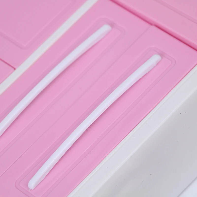 Three-door Pink Modern Wardrobe for Dolls Furniture Clothes Accessories Toys