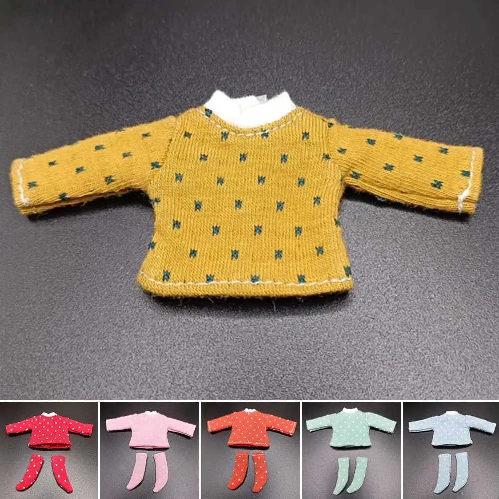 Obitsu 11 Clothes Suit Tops Bottoming Shirt Cotton Dot Blouse Mini Socks For for Joint OB11 Dolls Accessories Kids Toys