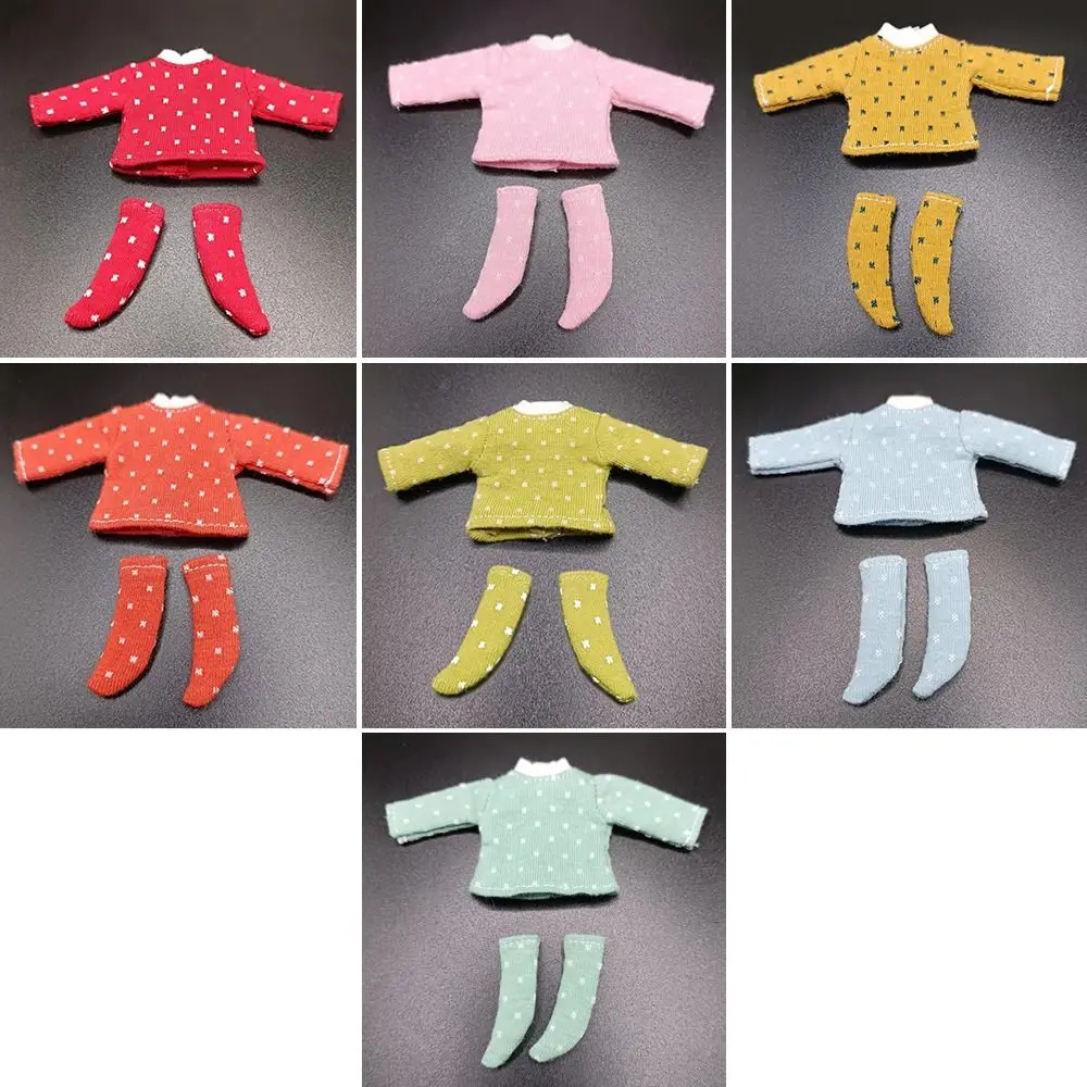 Obitsu 11 Clothes Suit Tops Bottoming Shirt Cotton Dot Blouse Mini Socks For for Joint OB11 Dolls Accessories Kids Toys