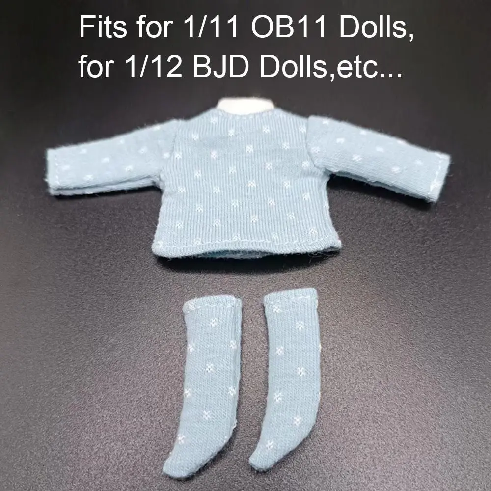 Obitsu 11 Clothes Suit Tops Bottoming Shirt Cotton Dot Blouse Mini Socks For for Joint OB11 Dolls Accessories Kids Toys
