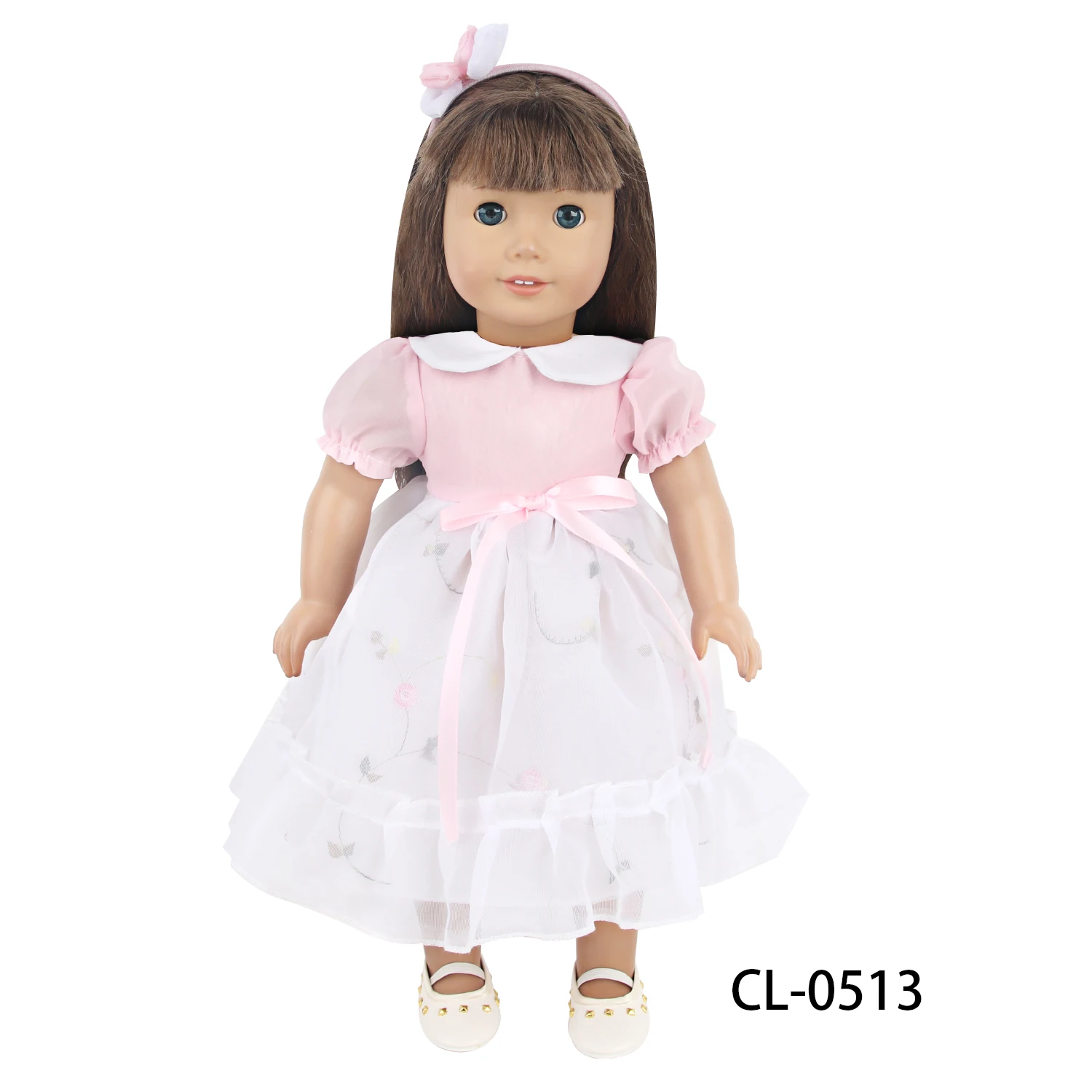 Pink Color Princess Doll Dress for American 18 Inch Girl Dolls, Lace Skirt and Hairband, Cute, 43cm Baby, Newborn, OG Girls Doll
