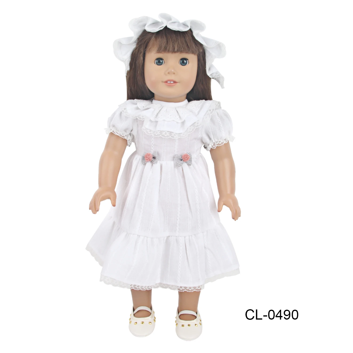 Pink Color Princess Doll Dress for American 18 Inch Girl Dolls, Lace Skirt and Hairband, Cute, 43cm Baby, Newborn, OG Girls Doll