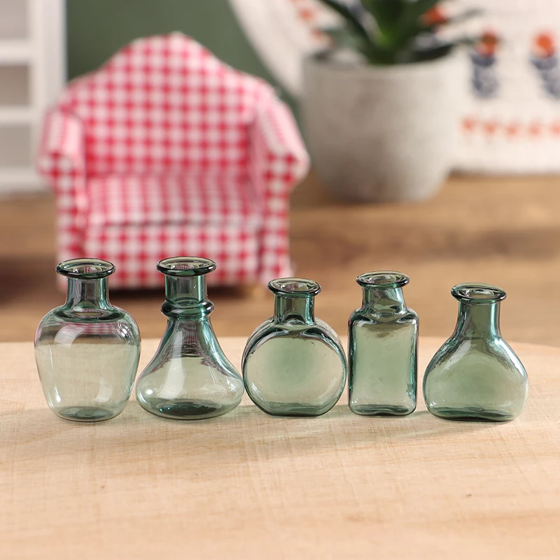 24 Styles 1/12 Lovely Miniature Dollhouse Glass Vase Mini Flower Vase for Doll House Furniture Decoration Accessories