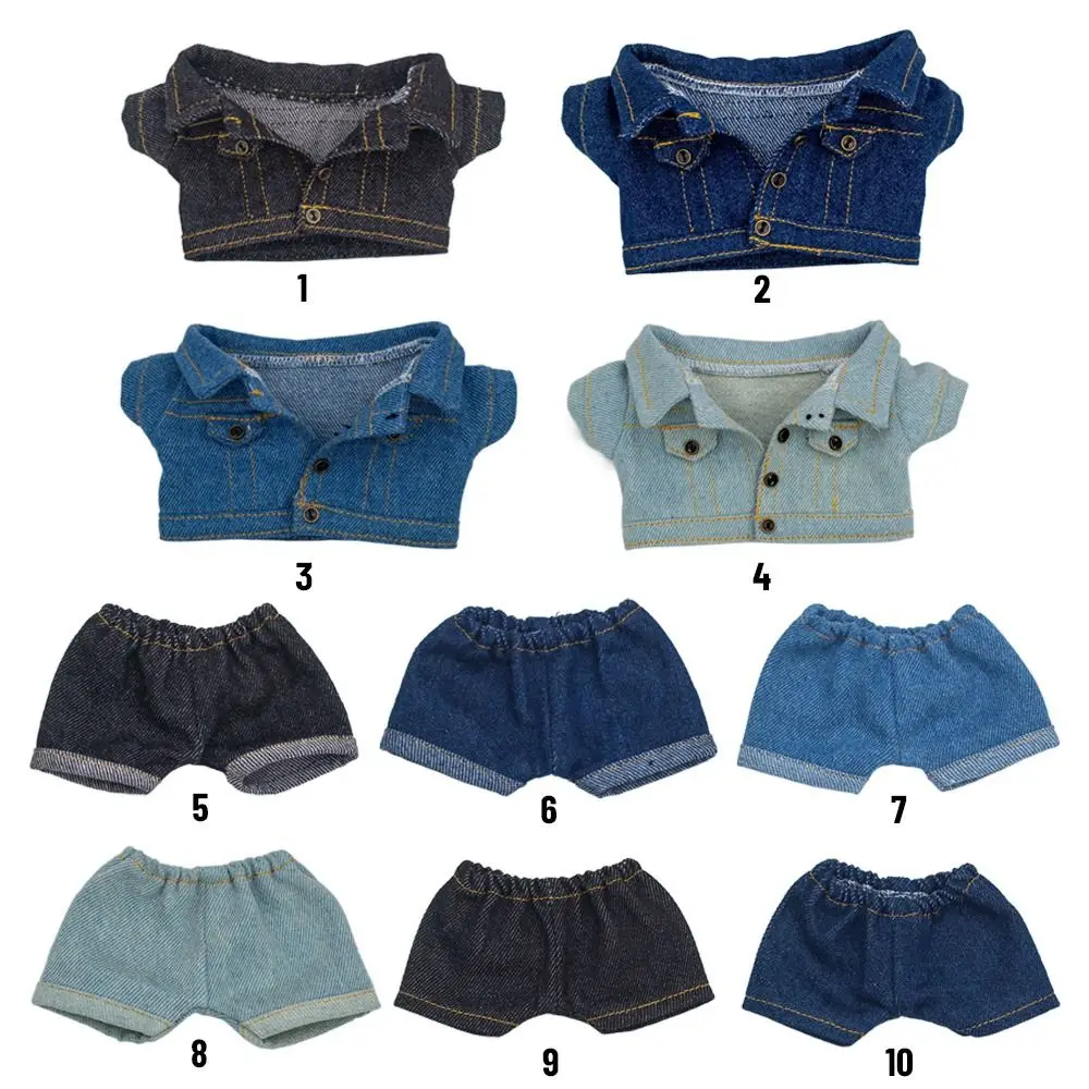 10CM Doll Clothes Fashion Tops Denim Jacket Casual Wears Jeans Pants For 1/12 Dolls Clothes Accessories Kids Toys