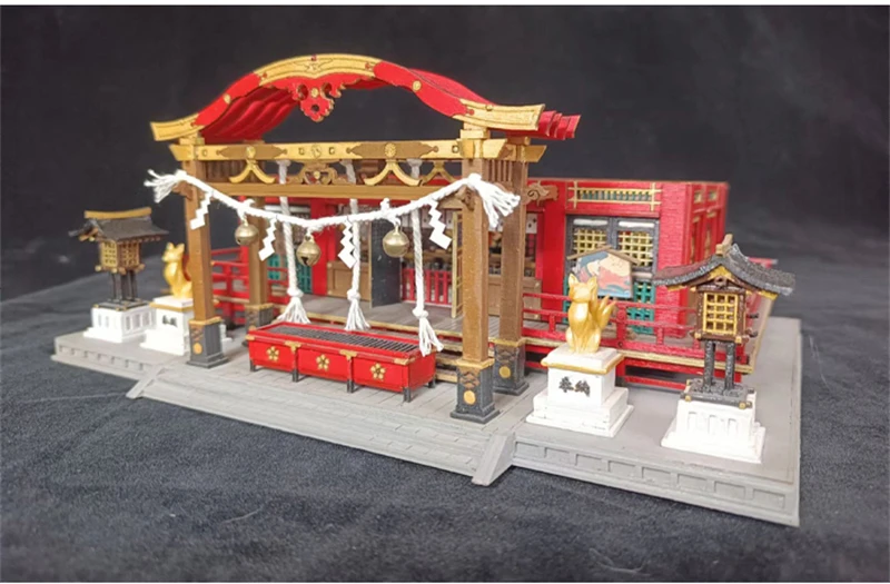 DIY Wooden Doll Houses Itsukushima Shinto Shrine Japanese Construction Miniature Building Kits with Furniture Dollhouse Gifts