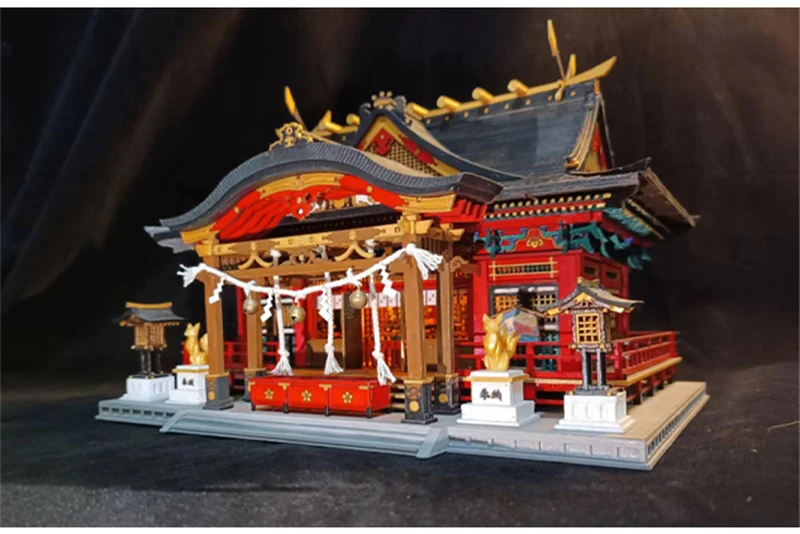 DIY Wooden Doll Houses Itsukushima Shinto Shrine Japanese Construction Miniature Building Kits with Furniture Dollhouse Gifts