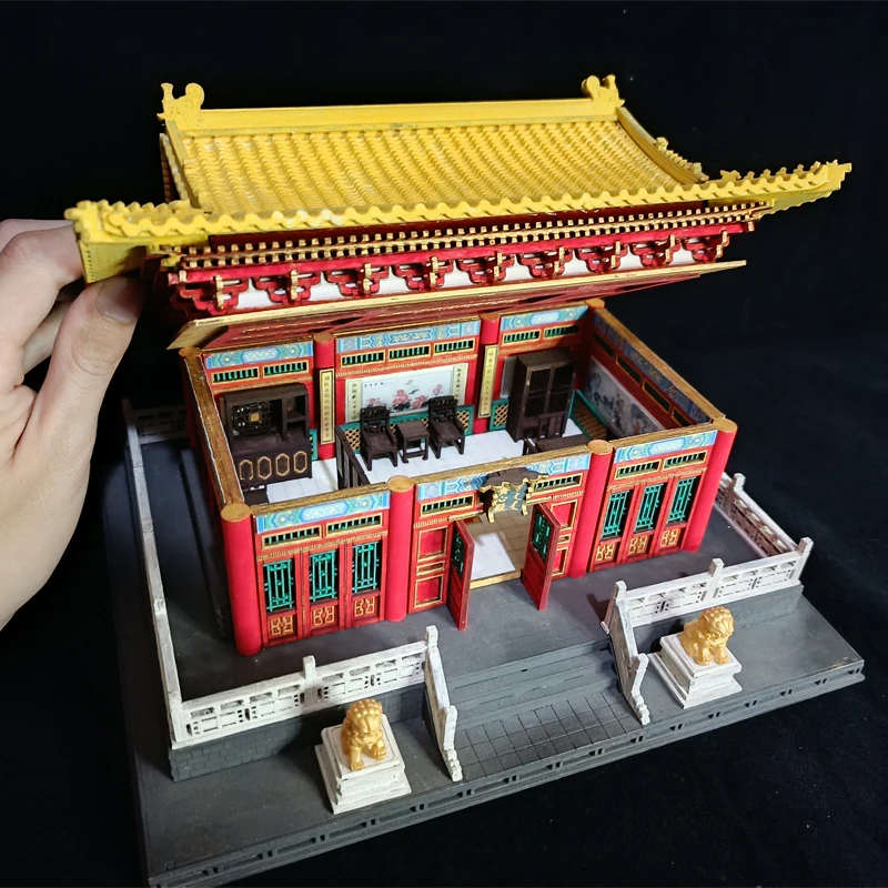 DIY Wooden Doll Houses Itsukushima Shinto Shrine Japanese Construction Miniature Building Kits with Furniture Dollhouse Gifts