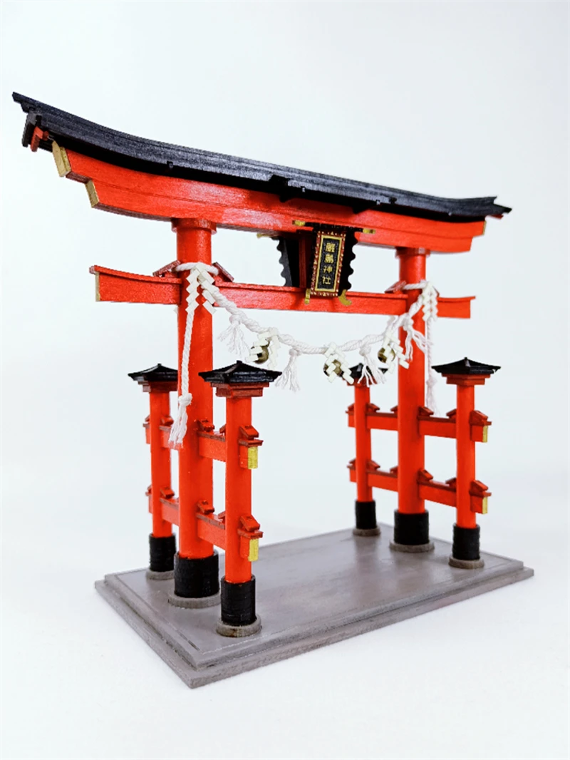 DIY Wooden Doll Houses Itsukushima Shinto Shrine Japanese Construction Miniature Building Kits with Furniture Dollhouse Gifts