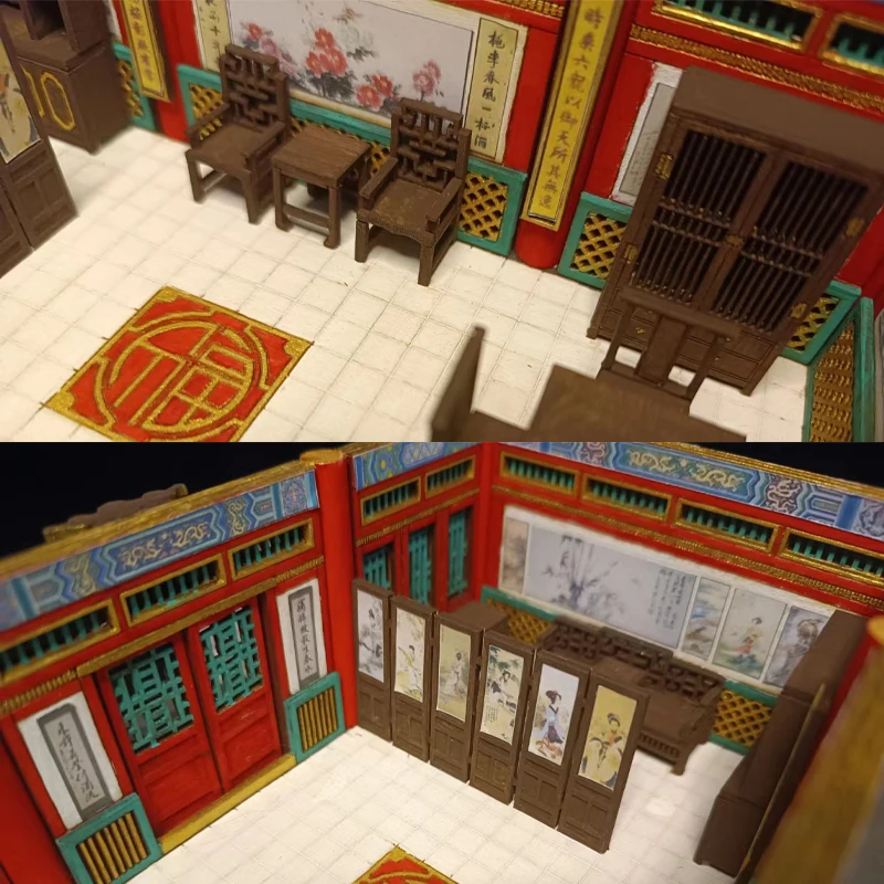 DIY Wooden Doll Houses Itsukushima Shinto Shrine Japanese Construction Miniature Building Kits with Furniture Dollhouse Gifts