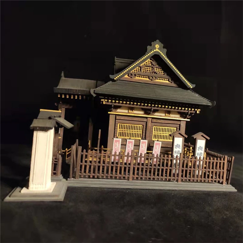 DIY Wooden Doll Houses Itsukushima Shinto Shrine Japanese Construction Miniature Building Kits with Furniture Dollhouse Gifts