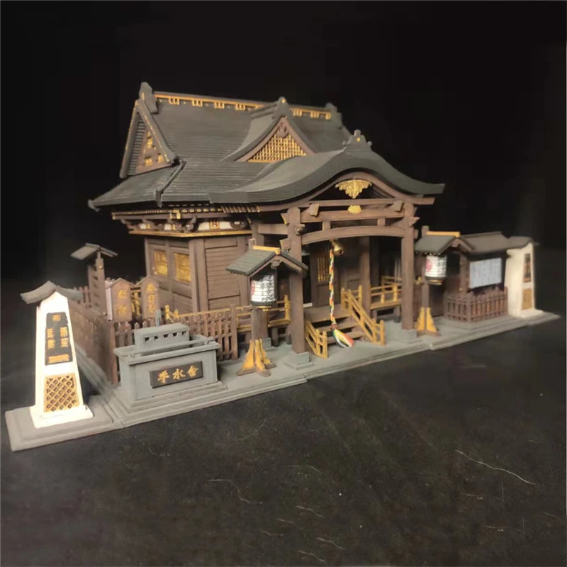 DIY Wooden Doll Houses Itsukushima Shinto Shrine Japanese Construction Miniature Building Kits with Furniture Dollhouse Gifts