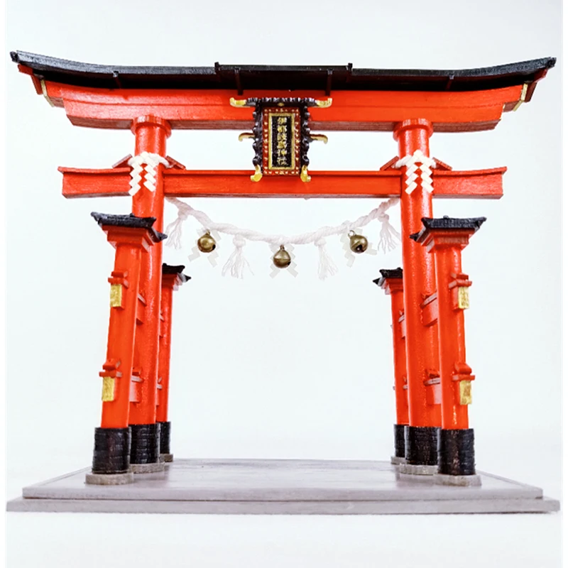 DIY Wooden Doll Houses Itsukushima Shinto Shrine Japanese Construction Miniature Building Kits with Furniture Dollhouse Gifts