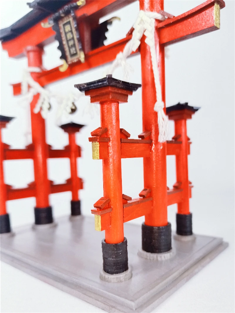 DIY Wooden Doll Houses Itsukushima Shinto Shrine Japanese Construction Miniature Building Kits with Furniture Dollhouse Gifts