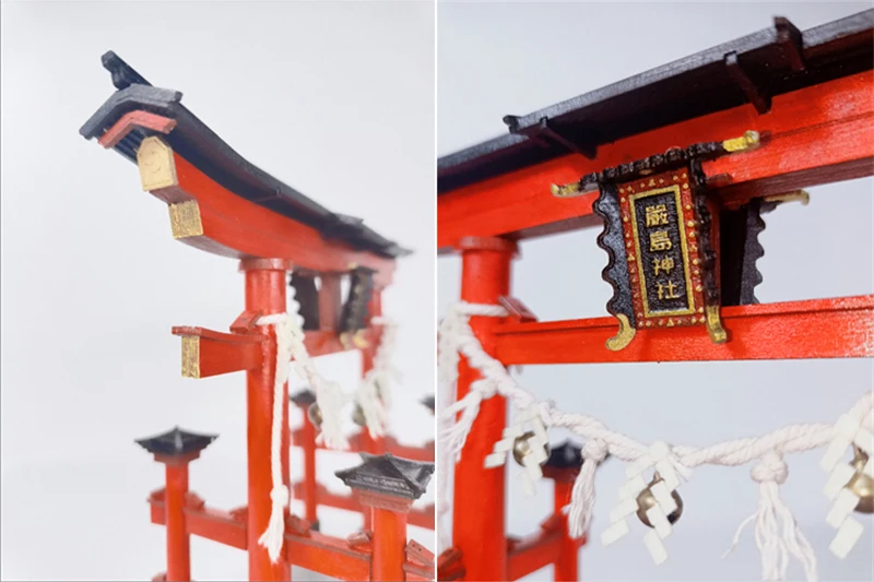 DIY Wooden Doll Houses Itsukushima Shinto Shrine Japanese Construction Miniature Building Kits with Furniture Dollhouse Gifts