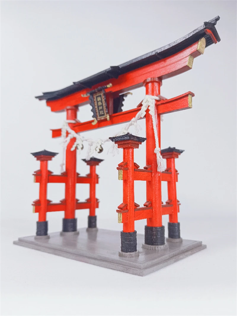 DIY Wooden Doll Houses Itsukushima Shinto Shrine Japanese Construction Miniature Building Kits with Furniture Dollhouse Gifts