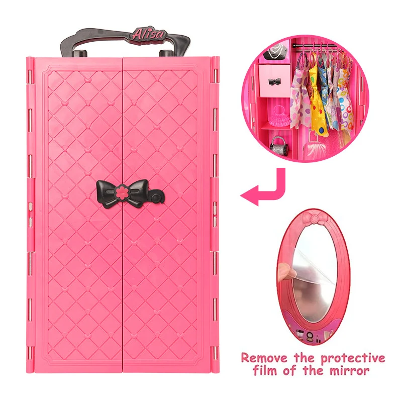 73pcs Set Doll Accessories Playsets Include Wardrobe Shoes Rack Evening Dress Fashion Top and Pants Necklace Christmas Gift