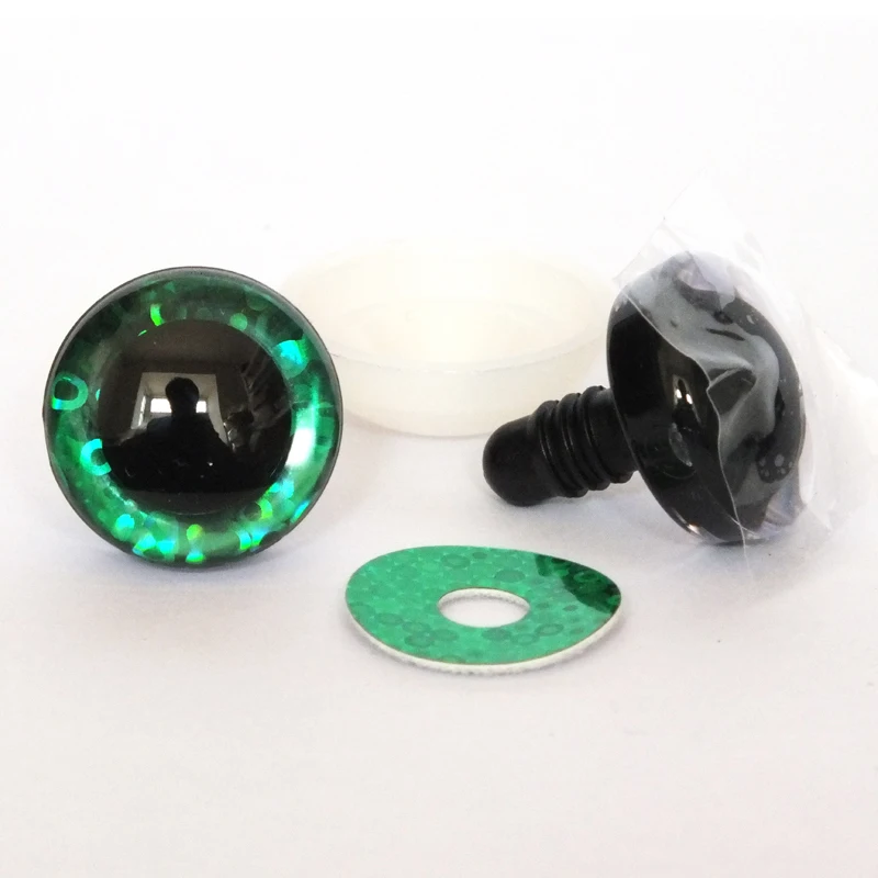 20pcs 9/12/14/16/18/20/25/30/35/40mm clear trapezoid plastic safety toy eyes + glitter Nonwovens -Can choose size and color