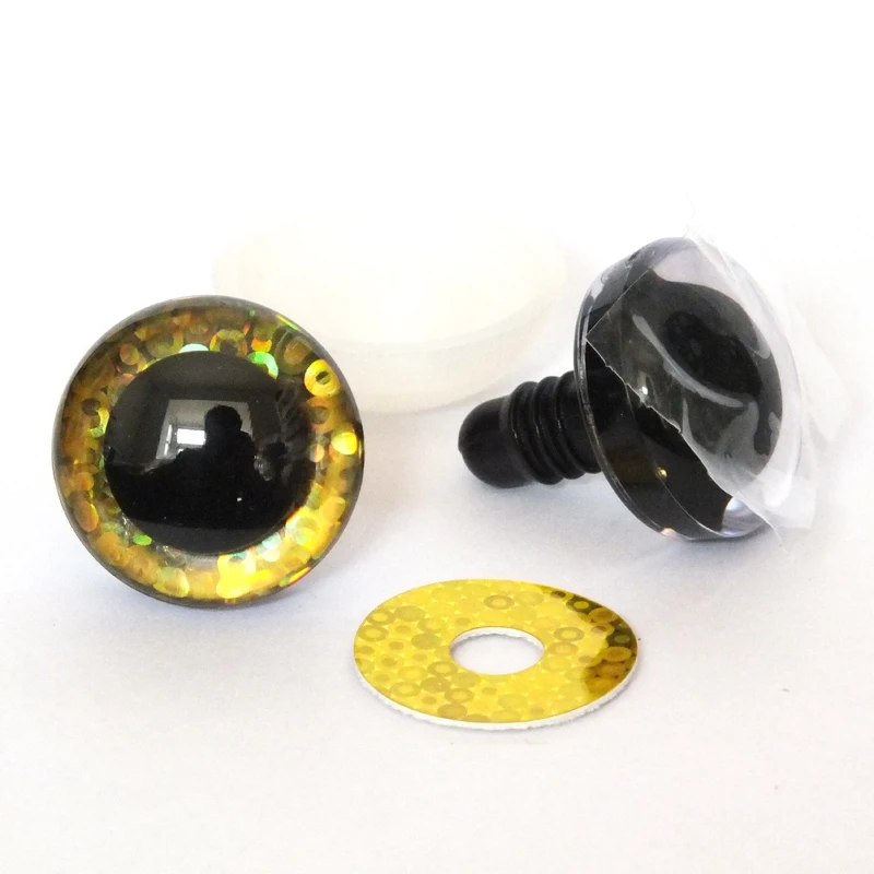 20pcs 9/12/14/16/18/20/25/30/35/40mm clear trapezoid plastic safety toy eyes + glitter Nonwovens -Can choose size and color