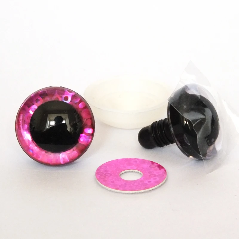20pcs 9/12/14/16/18/20/25/30/35/40mm clear trapezoid plastic safety toy eyes + glitter Nonwovens -Can choose size and color