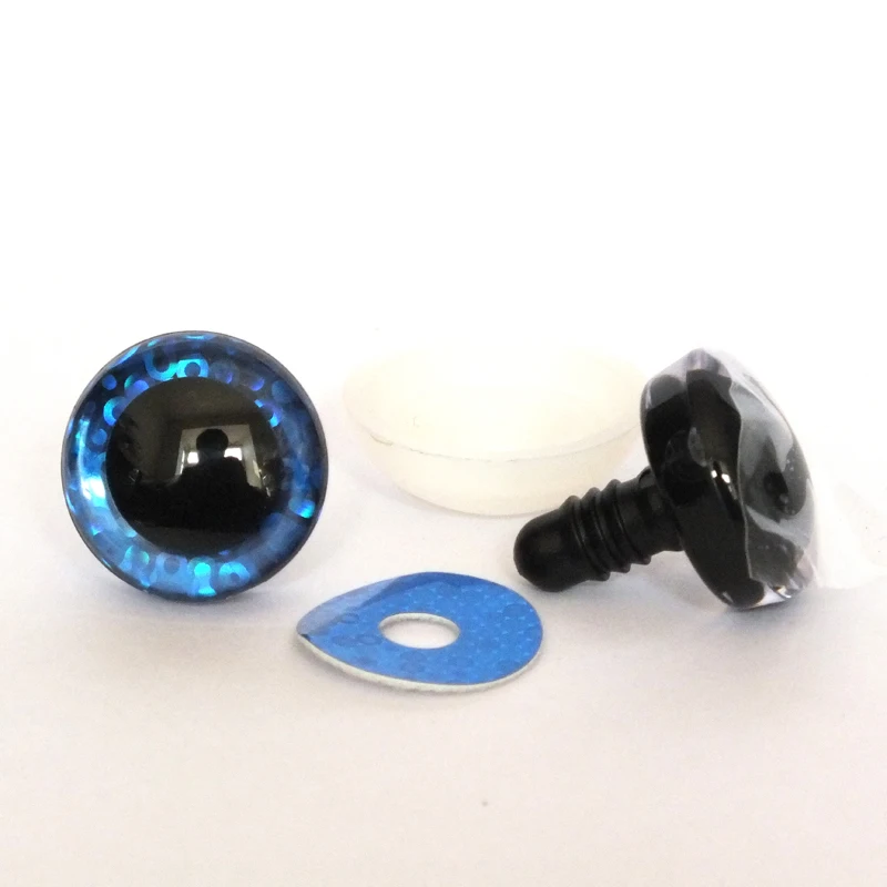 20pcs 9/12/14/16/18/20/25/30/35/40mm clear trapezoid plastic safety toy eyes + glitter Nonwovens -Can choose size and color