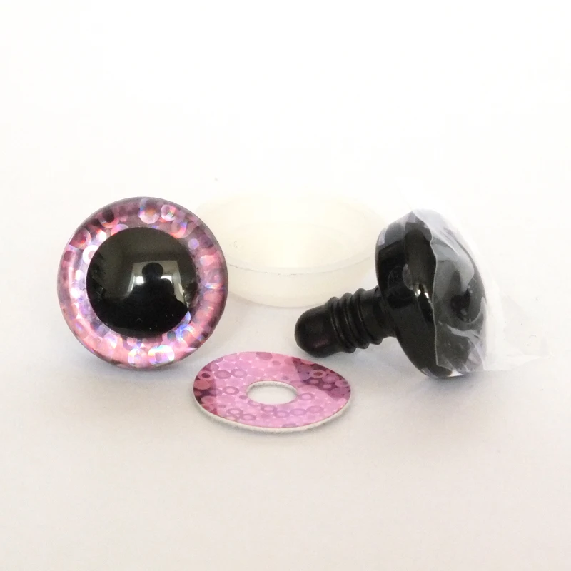20pcs 9/12/14/16/18/20/25/30/35/40mm clear trapezoid plastic safety toy eyes + glitter Nonwovens -Can choose size and color