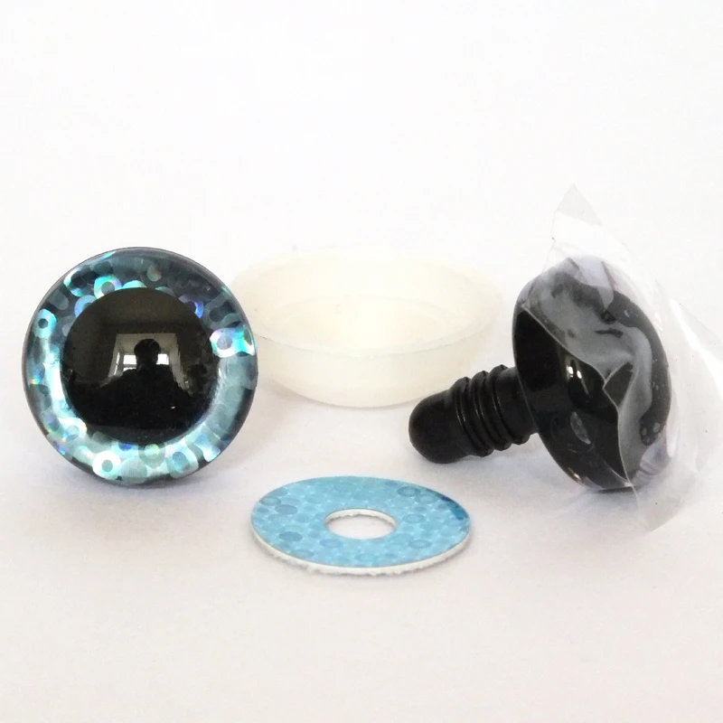 20pcs 9/12/14/16/18/20/25/30/35/40mm clear trapezoid plastic safety toy eyes + glitter Nonwovens -Can choose size and color