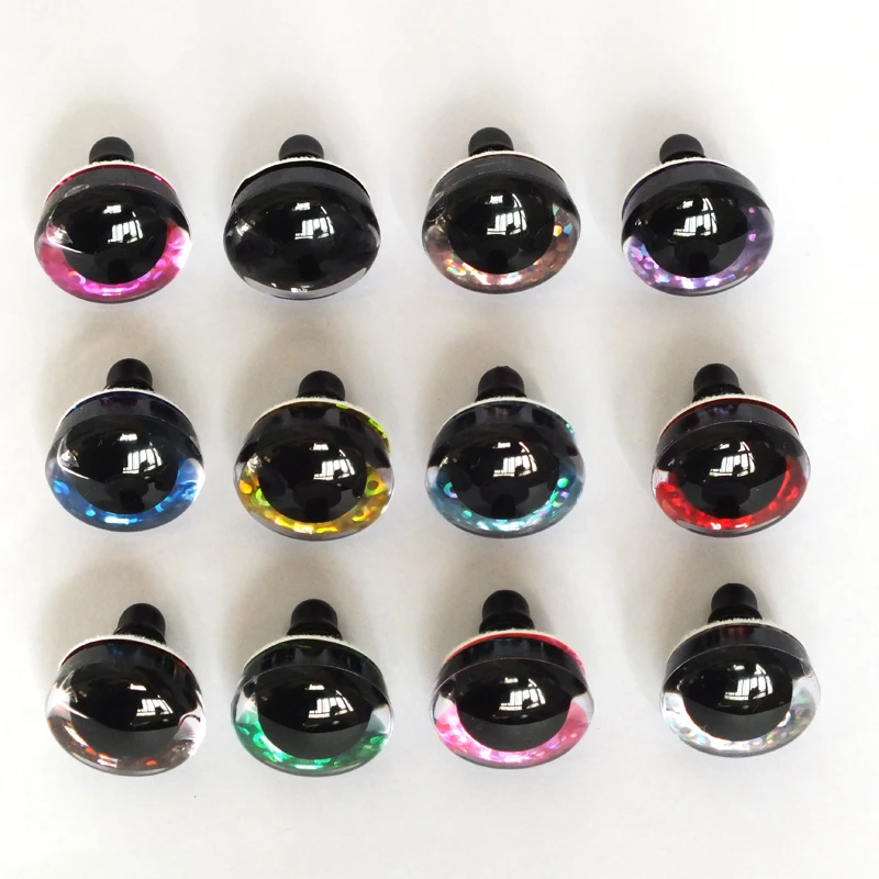 20pcs 9/12/14/16/18/20/25/30/35/40mm clear trapezoid plastic safety toy eyes + glitter Nonwovens -Can choose size and color