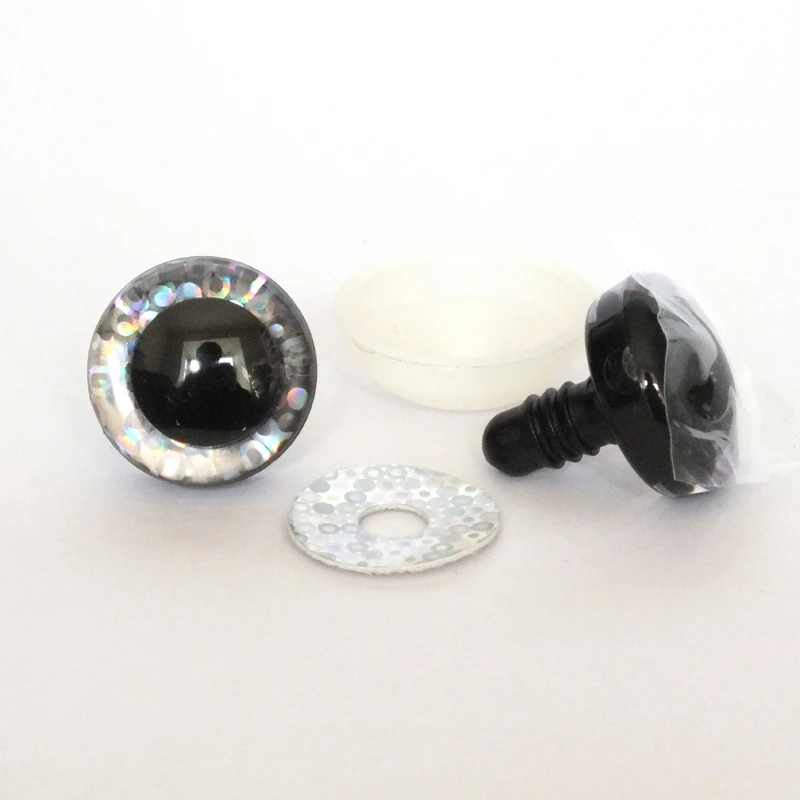 20pcs 9/12/14/16/18/20/25/30/35/40mm clear trapezoid plastic safety toy eyes + glitter Nonwovens -Can choose size and color