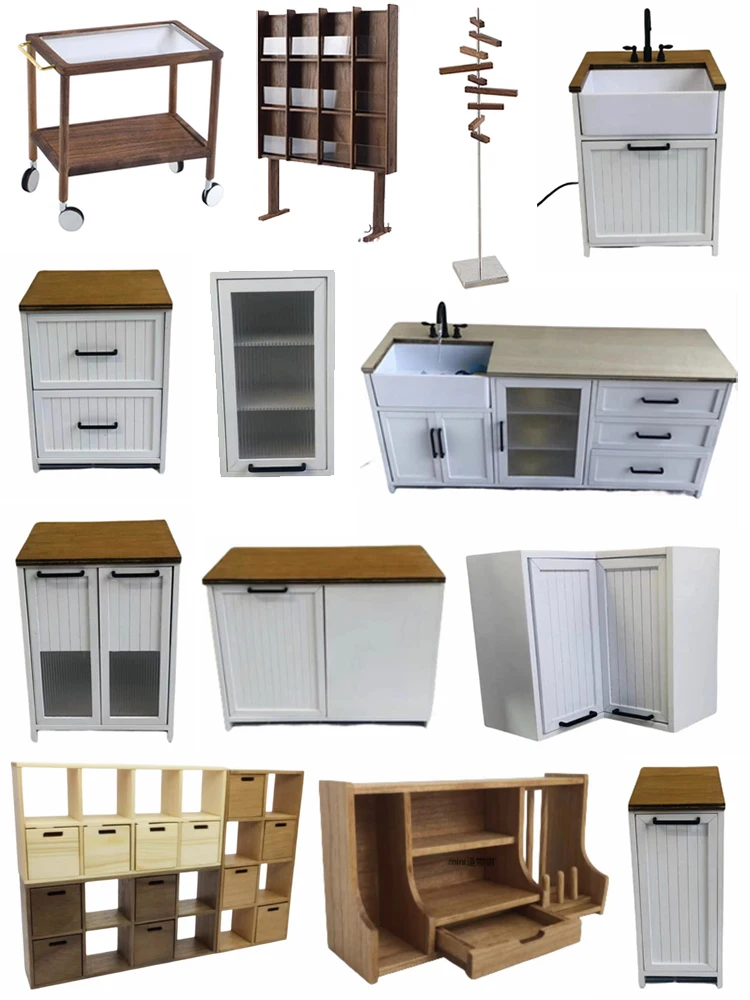 Mini Kitchen 1:6 Bjd Doll House Furniture Blythe Miniature Sink Cabinet Locker Material Table New Diy Miniature Dollhouse