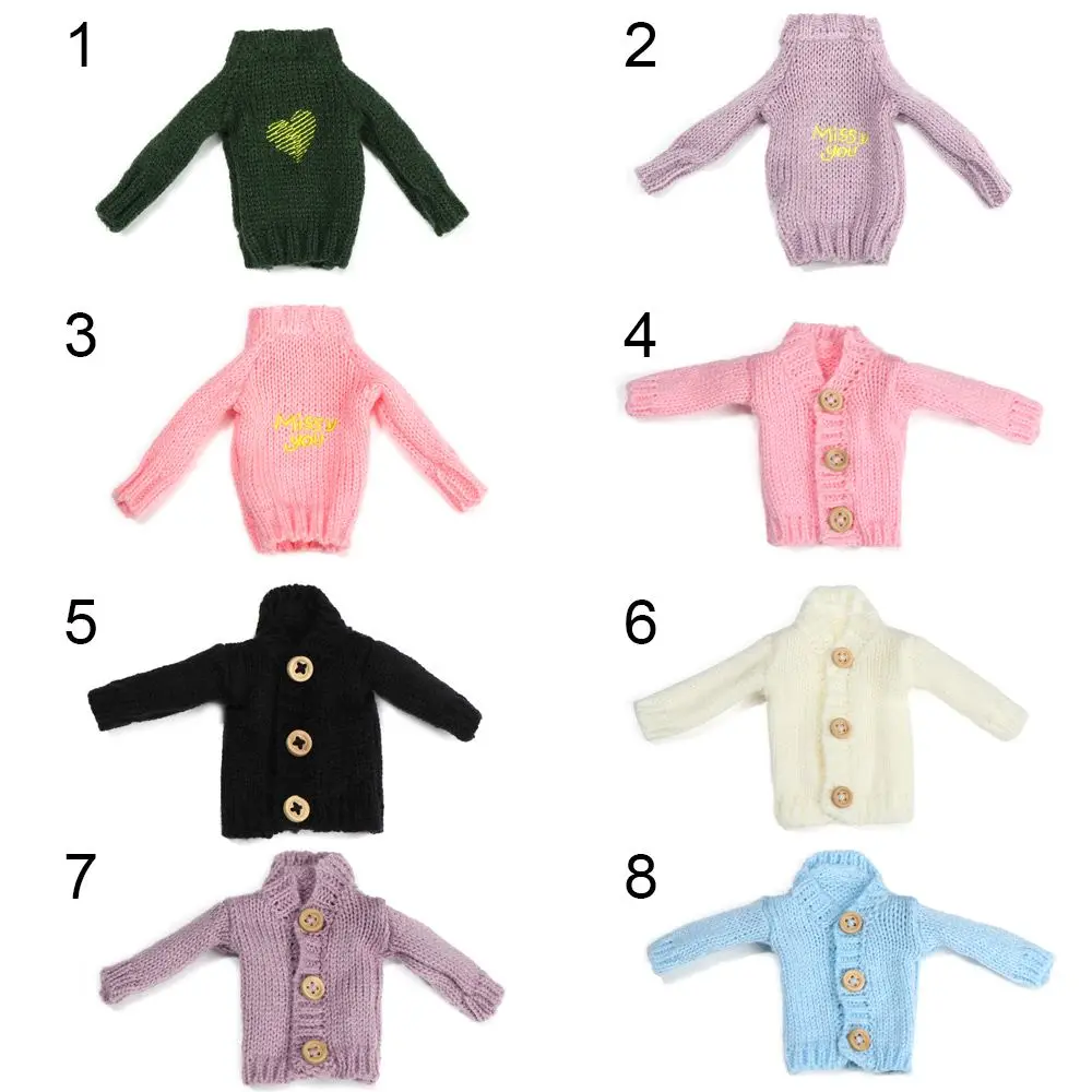 Doll Handmade Mini Knitted Sweater Coat 28cm-30cm Doll Accessories Winter Tops Casual Wear Clothes for 1/6 Dolls DIY Gift Toys