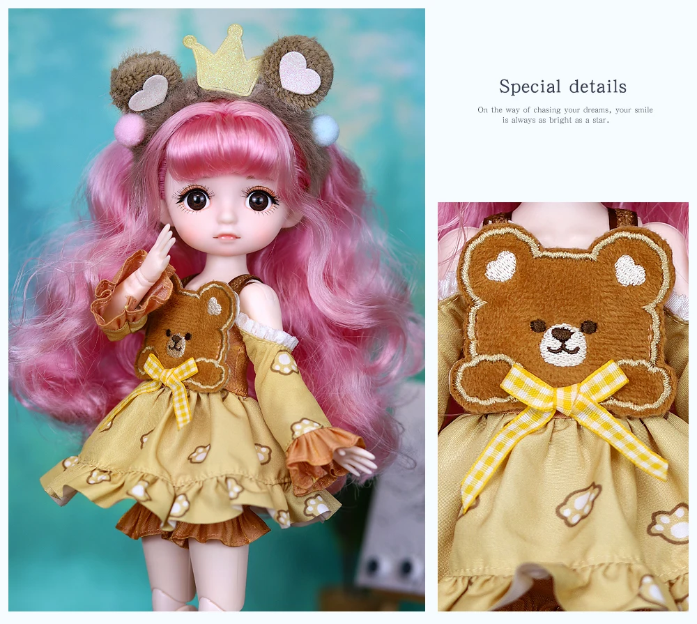 Dream Fairy 1/6 BJD Doll Trendy cute series 28cm Ball Jointed Doll Including Exquisite Clothing Headwear And Shoes Girls Gift