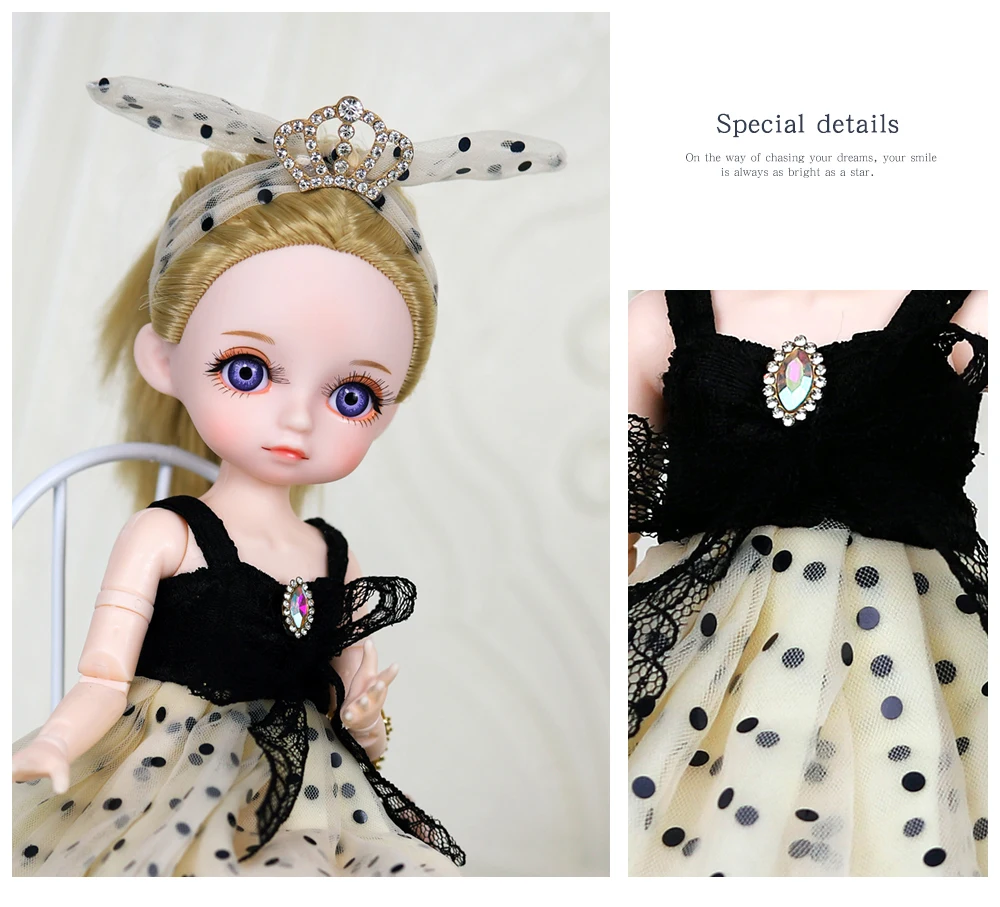 Dream Fairy 1/6 BJD Doll Trendy cute series 28cm Ball Jointed Doll Including Exquisite Clothing Headwear And Shoes Girls Gift