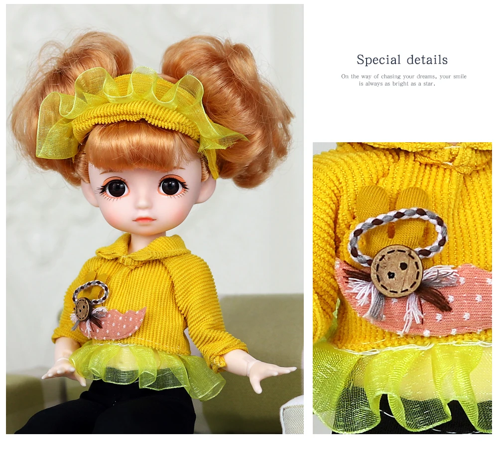 Dream Fairy 1/6 BJD Doll Trendy cute series 28cm Ball Jointed Doll Including Exquisite Clothing Headwear And Shoes Girls Gift