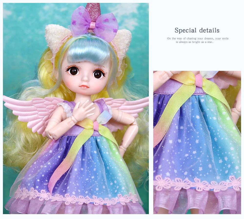 Dream Fairy 1/6 BJD Doll Trendy cute series 28cm Ball Jointed Doll Including Exquisite Clothing Headwear And Shoes Girls Gift