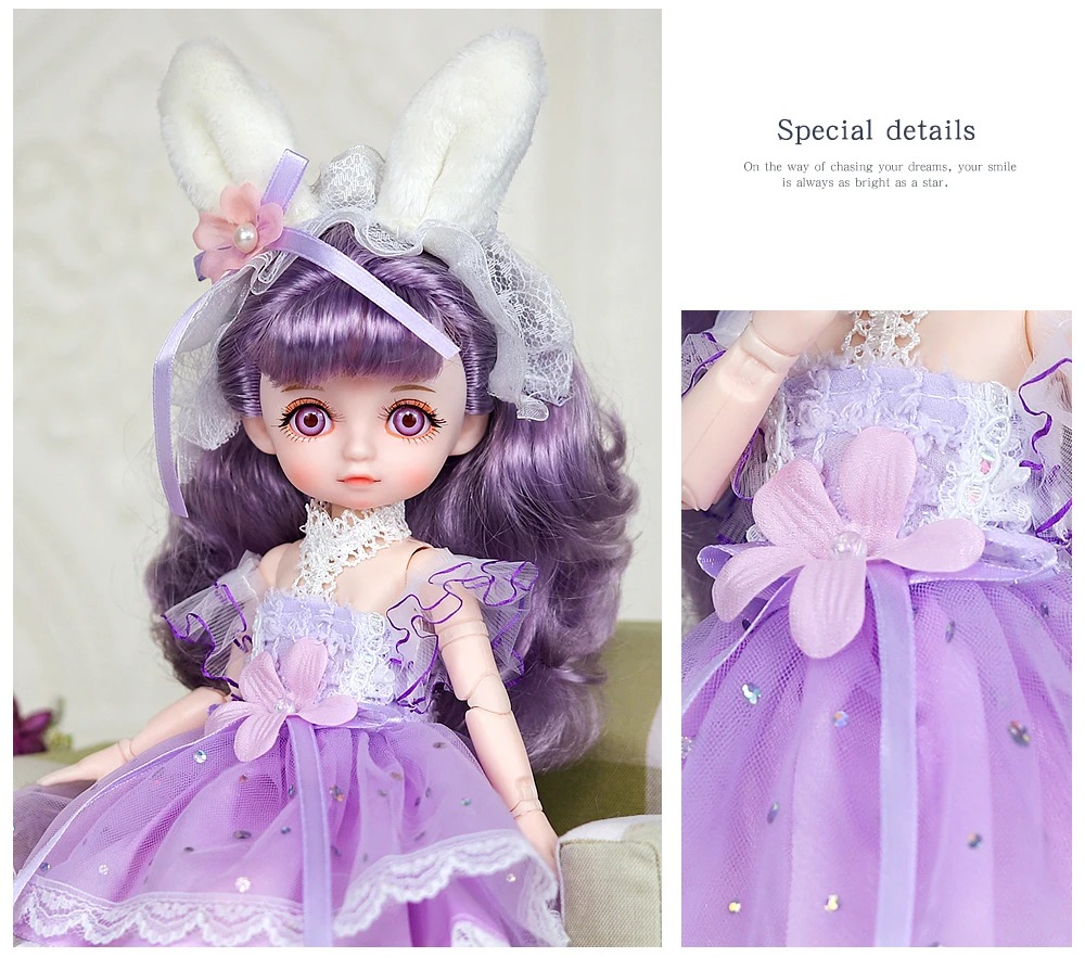 Dream Fairy 1/6 BJD Doll Trendy cute series 28cm Ball Jointed Doll Including Exquisite Clothing Headwear And Shoes Girls Gift