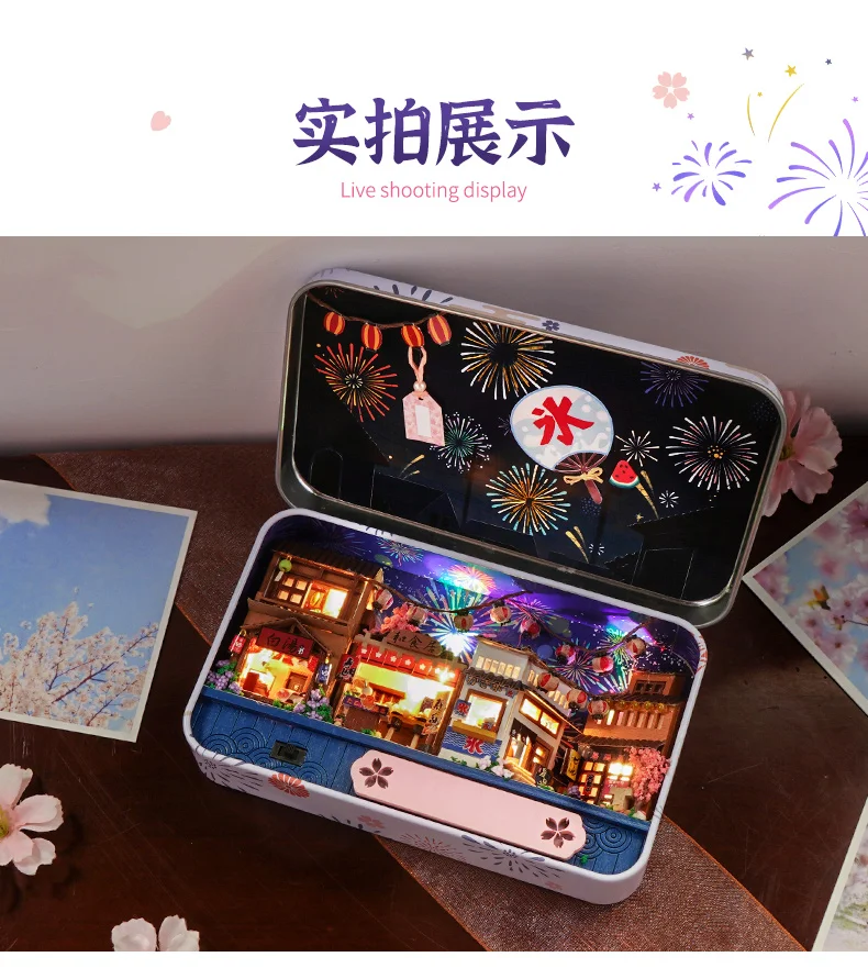 CUTEBEE Japanese Box Theatre Diy Dollhouse Kit Furniture Miniature Doll House Lighting Toys For Children Couple Birthday Gift
