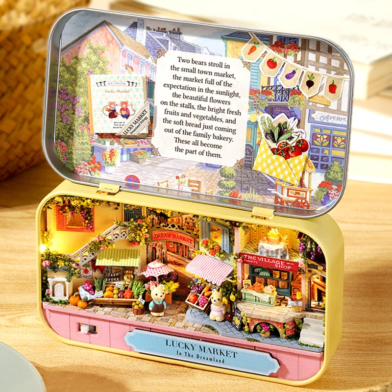 CUTEBEE Japanese Box Theatre Diy Dollhouse Kit Furniture Miniature Doll House Lighting Toys For Children Couple Birthday Gift