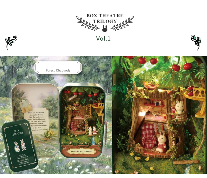 CUTEBEE Japanese Box Theatre Diy Dollhouse Kit Furniture Miniature Doll House Lighting Toys For Children Couple Birthday Gift
