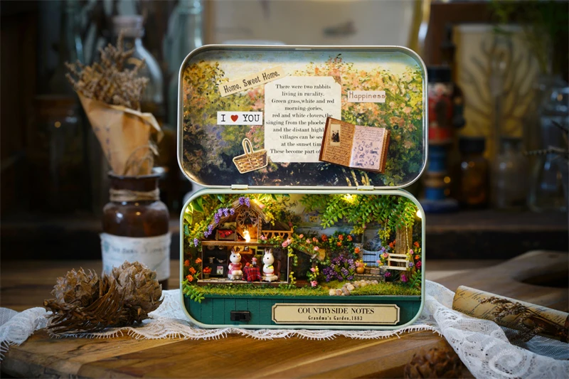 CUTEBEE Japanese Box Theatre Diy Dollhouse Kit Furniture Miniature Doll House Lighting Toys For Children Couple Birthday Gift