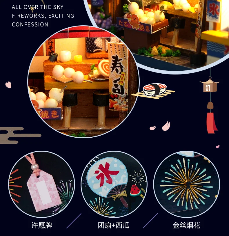 CUTEBEE Japanese Box Theatre Diy Dollhouse Kit Furniture Miniature Doll House Lighting Toys For Children Couple Birthday Gift