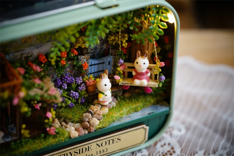 CUTEBEE Japanese Box Theatre Diy Dollhouse Kit Furniture Miniature Doll House Lighting Toys For Children Couple Birthday Gift