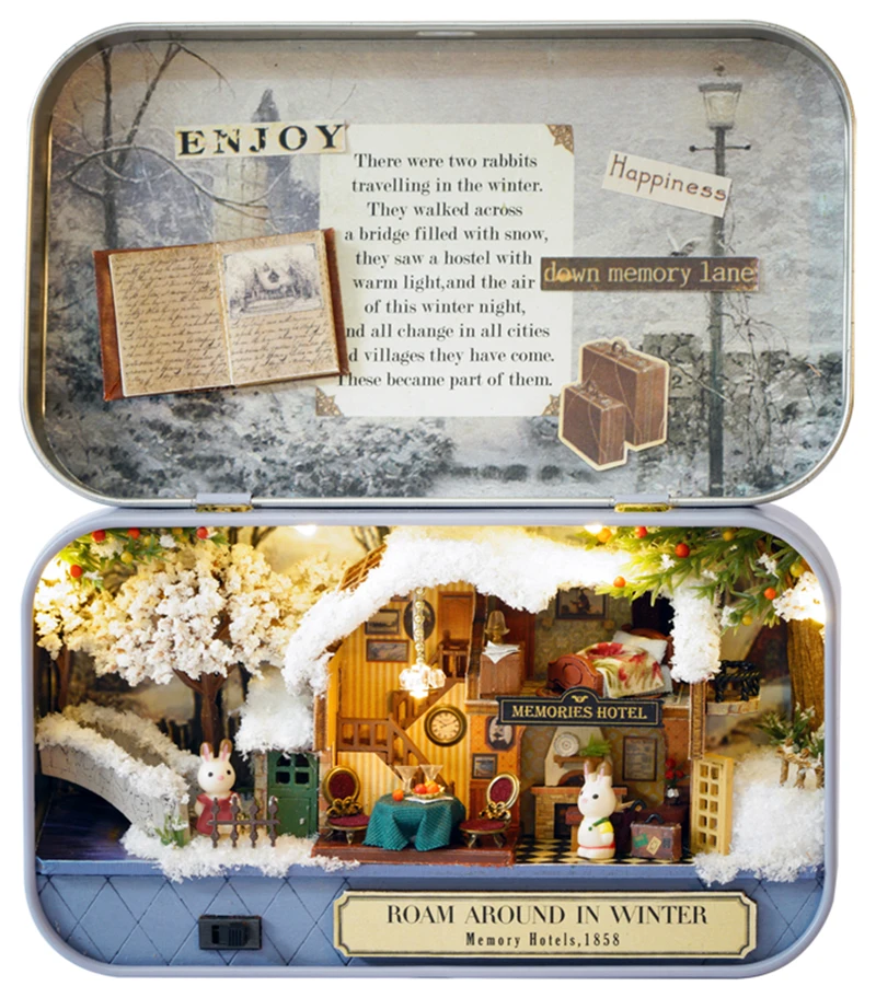 CUTEBEE Japanese Box Theatre Diy Dollhouse Kit Furniture Miniature Doll House Lighting Toys For Children Couple Birthday Gift